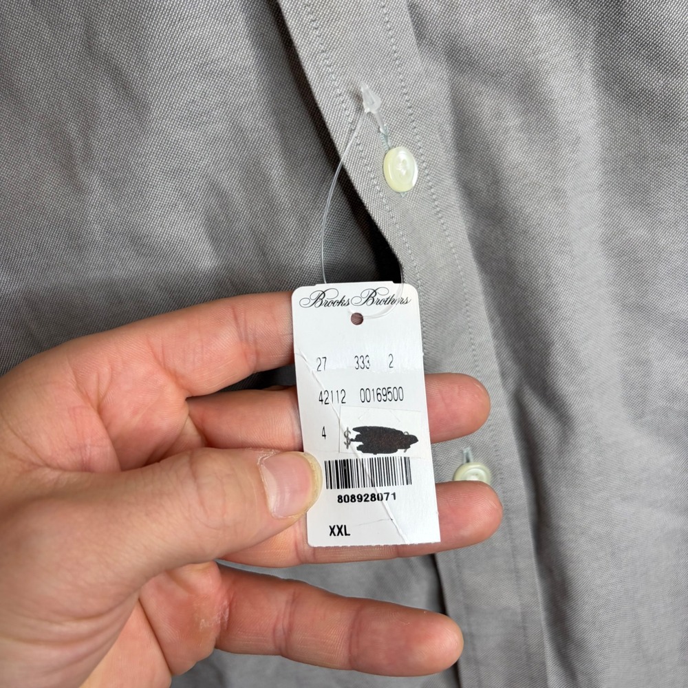 NEW Brooks Brothers Regent Fit Non-Iron Stretch Shirt XXL Gray Button Down 1818 - Picture 2 of 7